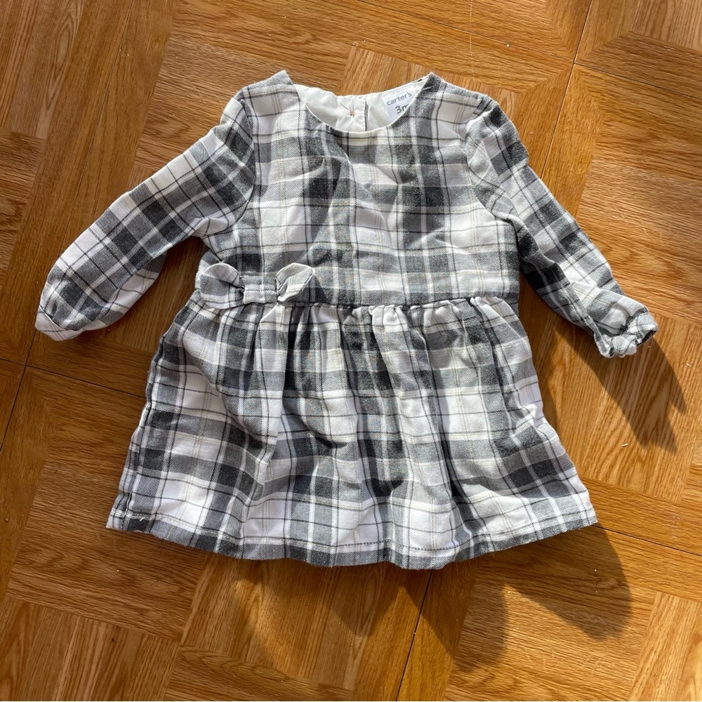 ⭐️ Black plaid long Sleeve Dress Size 3 Months